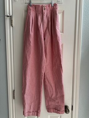 Simply Barbara Vintage Red White Gingham Cotton Pants Small Prairie Cottagecore